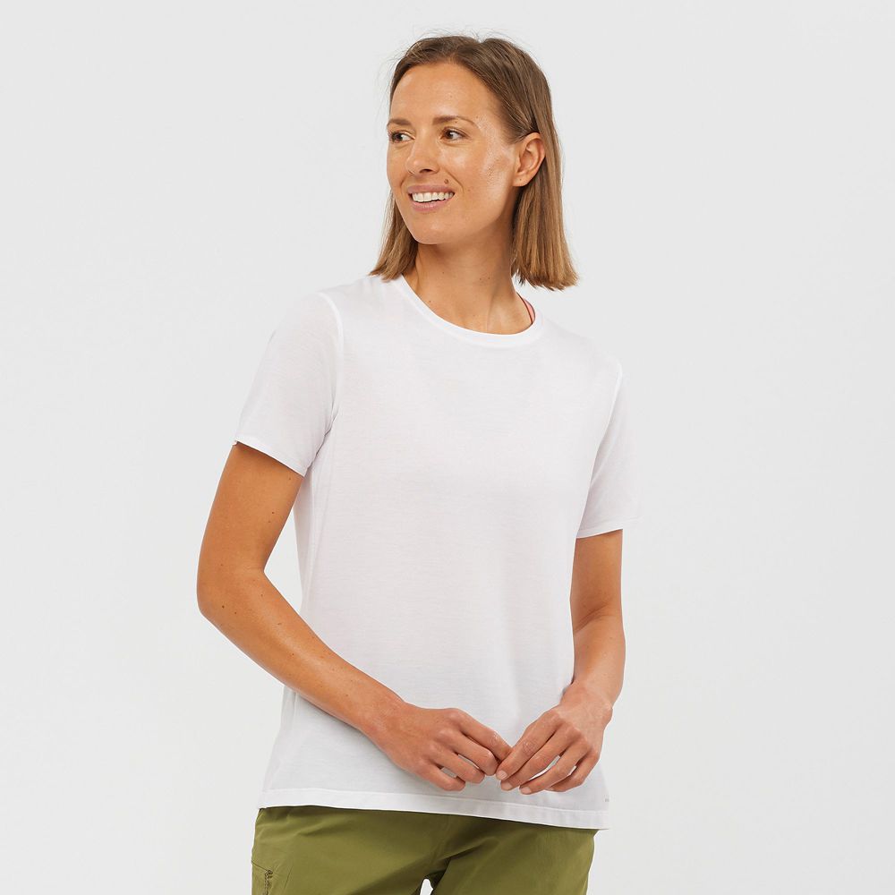 Camisetas Salomon Mujer Blancas - Salomon Argentina ESSENTIAL TENCEL,276104-XBQ